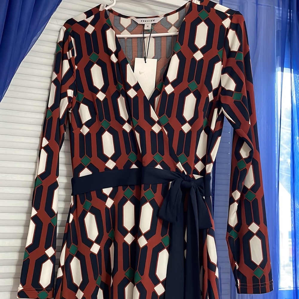 Multi-Patterned Maxi Dress, Size 8